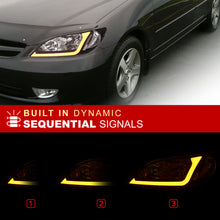 Load image into Gallery viewer, Honda Civic 2004-2005 Factory Style Headlights Chrome Housing Clear Len Clear Reflector Sequential DRL LED
