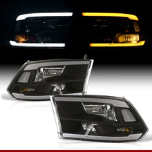 Load image into Gallery viewer, Dodge Ram 1500 2009-2018 / Ram 2500 3500 2010-2018 LED DRL Bar Factory Style Headlights Black Housing Clear Len Clear Reflector (Dual / Quad Models Headlamps Only) Sequential
