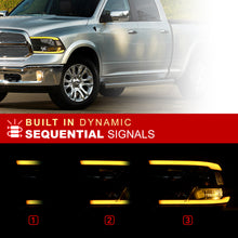 Load image into Gallery viewer, Dodge Ram 1500 2009-2018 / Ram 2500 3500 2010-2018 LED DRL Bar Factory Style Headlights Black Housing Clear Len Clear Reflector (Dual / Quad Models Headlamps Only) Sequential

