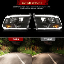 Load image into Gallery viewer, Dodge Ram 1500 2009-2018 / Ram 2500 3500 2010-2018 LED DRL Bar Factory Style Headlights Black Housing Clear Len Clear Reflector (Dual / Quad Models Headlamps Only) Sequential
