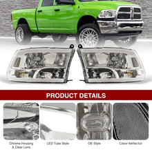 Load image into Gallery viewer, Dodge Ram 1500 2009-2018 / Ram 2500 3500 2010-2018 LED DRL Bar Factory Style Headlights Chrome Housing Clear Len Clear Reflector (Dual / Quad Models Headlamps Only) Sequential
