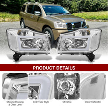 Load image into Gallery viewer, Nissan Titan 2004-2015 / Armada 2004-2007 LED DRL Bar Factory Style Headlights Chrome Housing Clear Len Clear Reflector Sequential
