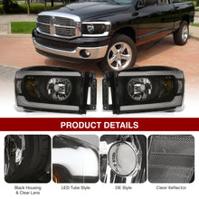Load image into Gallery viewer, Dodge Ram 1500 2006-2008 / Ram 2500 3500 2006-2009 LED DRL Bar Factory Style Headlights Black Housing Clear Len Clear Reflector Sequential
