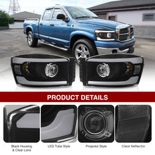Load image into Gallery viewer, Dodge Ram 1500 2006-2008 / Ram 2500 3500 2006-2009 LED DRL Bar Projector Headlights Black Housing Clear Len Clear Reflector Sequential

