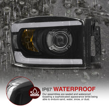 Load image into Gallery viewer, Dodge Ram 1500 2006-2008 / Ram 2500 3500 2006-2009 LED DRL Bar Projector Headlights Black Housing Clear Len Clear Reflector Sequential
