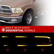 Load image into Gallery viewer, Dodge Ram 1500 2009-2018 / Ram 2500 3500 2010-2018 LED DRL Bar Projector Headlights Chrome Housing Clear Len Clear Reflector (Dual / Quad Models Headlamps Only) Sequential
