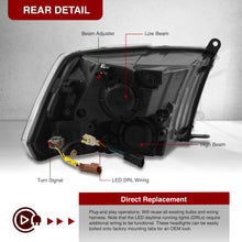Load image into Gallery viewer, Dodge Ram 1500 2009-2018 / Ram 2500 3500 2010-2018 LED DRL Bar Projector Headlights Chrome Housing Clear Len Clear Reflector (Dual / Quad Models Headlamps Only) Sequential
