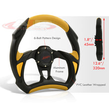 Load image into Gallery viewer, JDM Sport Universal 320mm Flat Bottom Style Aluminum Steering Wheel Black / Yellow
