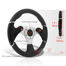 Load image into Gallery viewer, JDM Sport Universal 320mm Dual Button Style Aluminum Steering Wheel Silver Center with Black Handles
