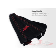 Load image into Gallery viewer, JDM Sport Universal Shift Boot Black Suede with Red Stitching
