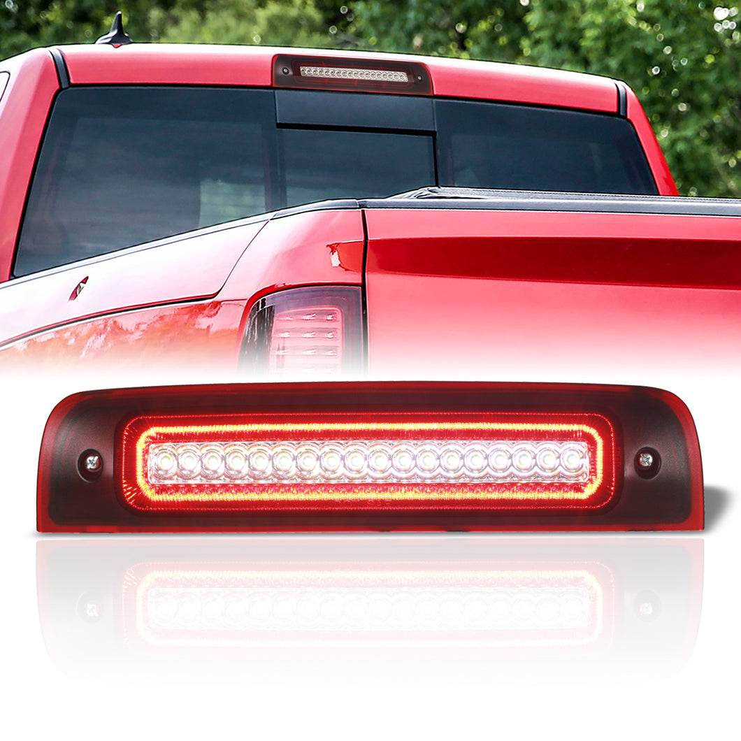 Dodge Ram 1500 2009-2018 / 1500 Classic 2019-2023 / 2500 3500 4500 5500 2010-2018 Strobe LED 3rd Brake Light Chrome Housing Red Len (Version 3)