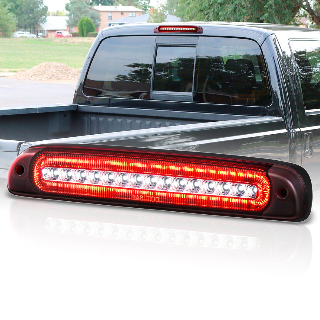 Ford F250 F350 F450 Super Duty Models 1999-2016 / Ford Ranger 1993-2011 / Mazda B2300 B2500 B300 B400 1995-2003 Strobe LED 3rd Brake Light Chrome Housing Red Len (Version 3)