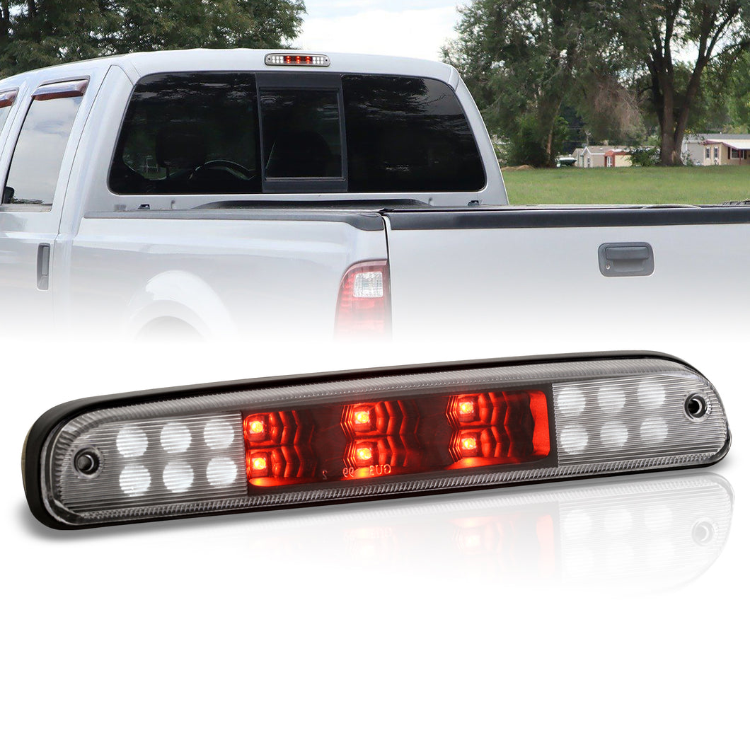 Ford F250 F350 F450 Super Duty Models 1999-2016 / Ford Ranger 1993-2011 / Mazda B2300 B2500 B300 B400 1995-2003 LED 3rd Brake Light Black Housing Clear Len