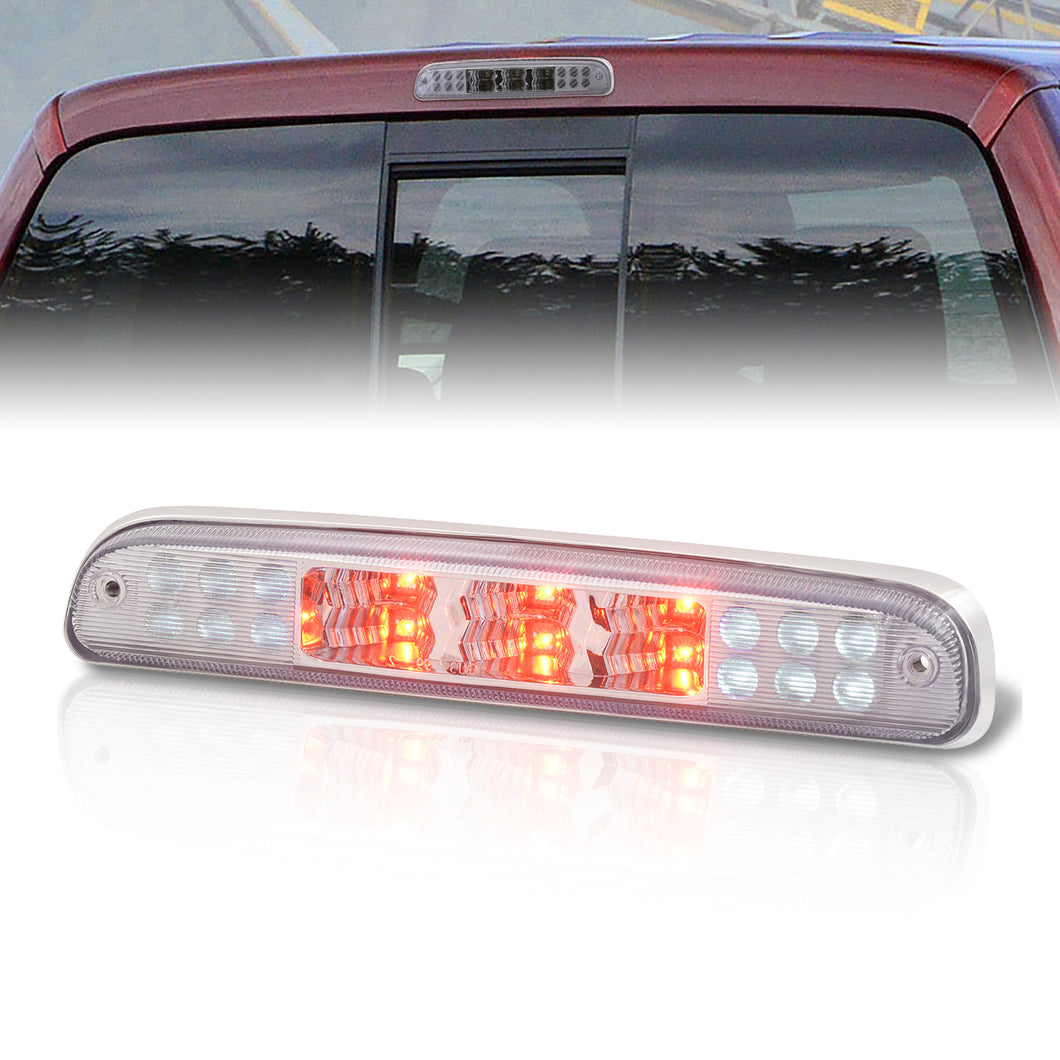 Ford F250 F350 F450 Super Duty Models 1999-2016 / Ford Ranger 1993-2011 / Mazda B2300 B2500 B300 B400 1995-2003 LED 3rd Brake Light Chrome Housing Clear Len