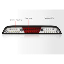 Load image into Gallery viewer, Ford F150 2015-2020 / F250 F350 F450 Super Duty 2017-2022 / Ranger 2019-2023 Strobe LED 3rd Brake Light Chrome Housing Red Len (Excluding Raptor Models)
