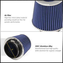 Load image into Gallery viewer, Universal 4&quot; Air Filter Chrome Top / Blue Body / Chrome Bottom
