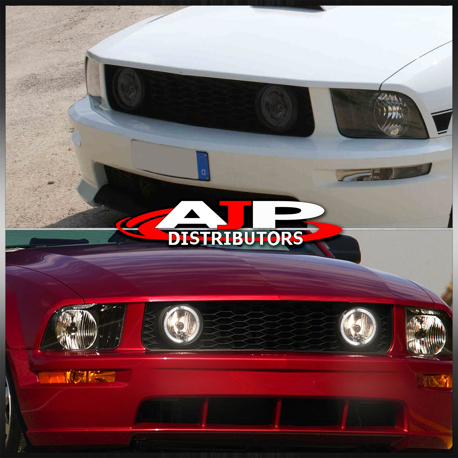 Ford Mustang 2005-2009 Front Halo Fog Lights Smoked Len (Includes