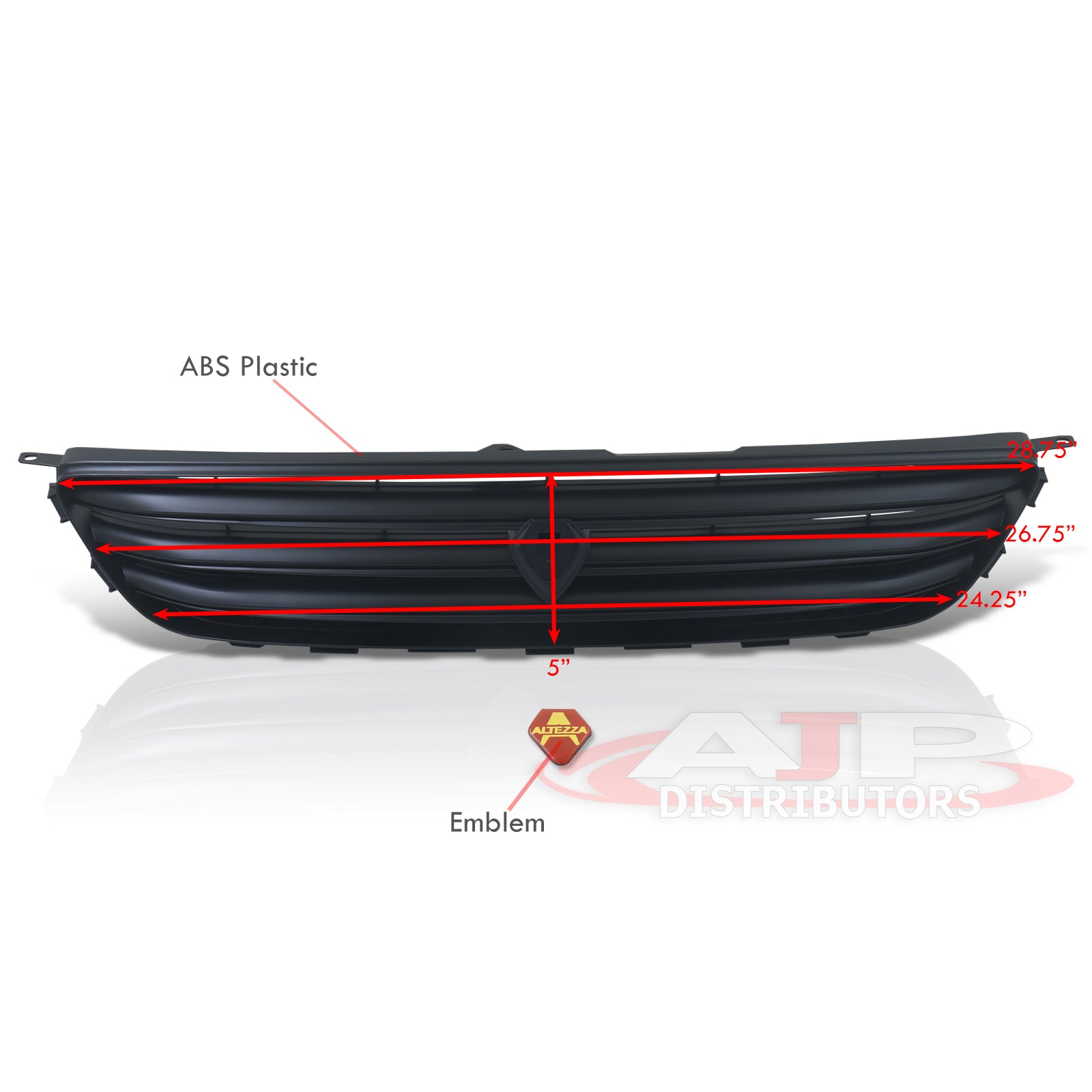 thumbnail image 2 of Black Front Bumper Grille With Emblem – 2001-2005 Lexus IS300 Altezza, Horizontal Billet 2 of 4