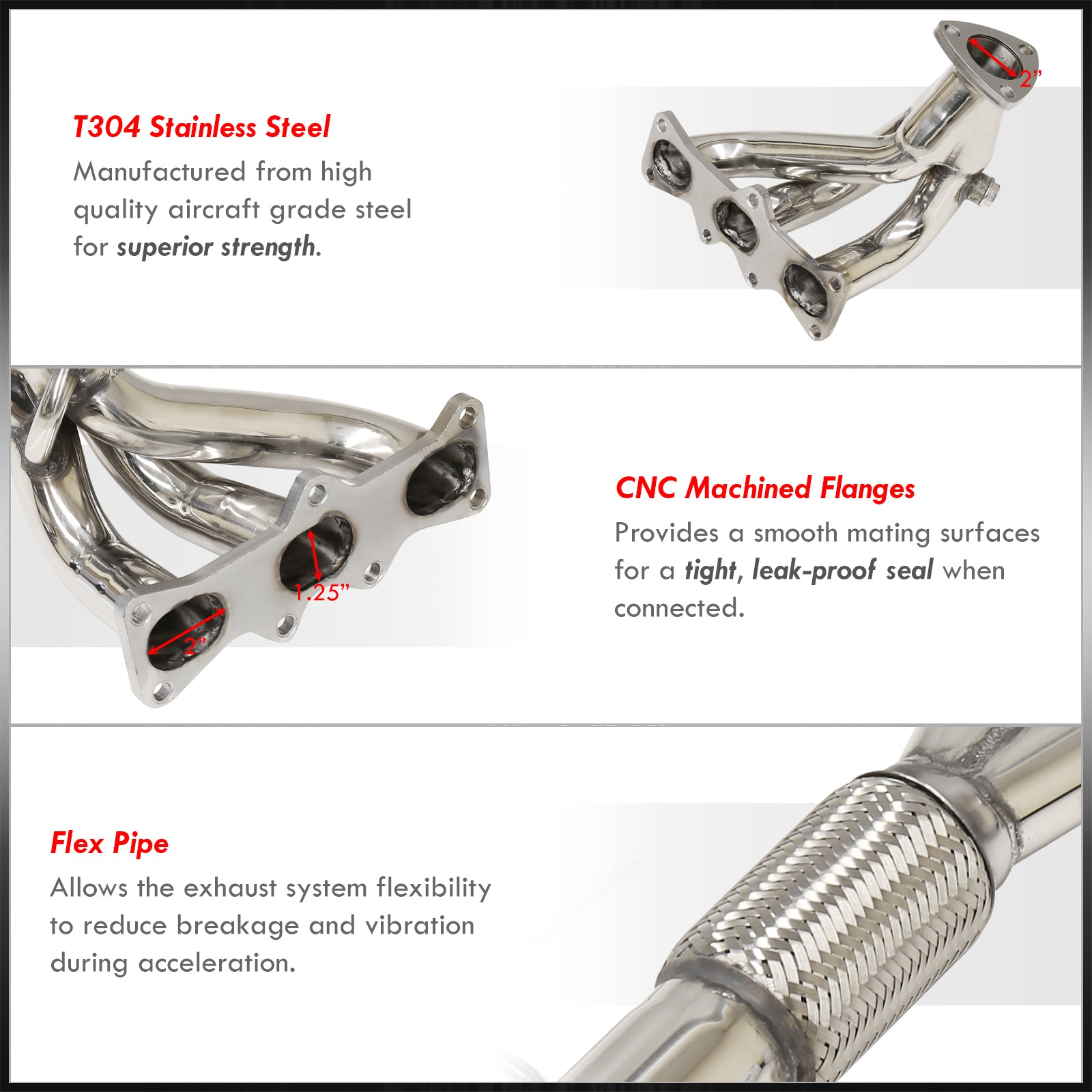 Ford Probe V6 1993-1997 / Mazda MX6 V6 1993-1997 Stainless Steel