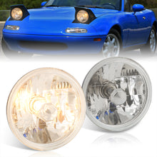 Load image into Gallery viewer, Universal 7&quot; Round Diamond Cut Headlights Chrome Housing Clear Len
