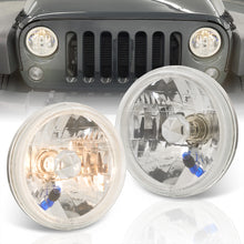 Load image into Gallery viewer, Universal 7&quot; Round Diamond Cut Halo Headlights Chrome Housing Clear Len
