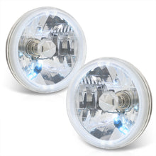 Load image into Gallery viewer, Universal 7&quot; Round Diamond Cut Halo Headlights Chrome Housing Clear Len
