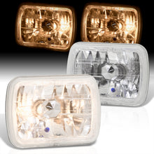 Load image into Gallery viewer, Universal 7x6&quot; Rectangular Diamond Cut Halo Headlights Chrome Housing Clear Len
