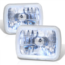 Load image into Gallery viewer, Universal 7x6&quot; Rectangular Diamond Cut Halo Headlights Chrome Housing Clear Len
