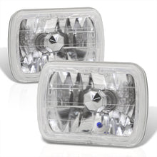 Load image into Gallery viewer, Universal 7x6&quot; Rectangular Diamond Cut Halo Headlights Chrome Housing Clear Len
