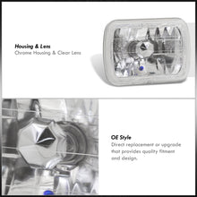 Load image into Gallery viewer, Universal 7x6&quot; Rectangular Diamond Cut Halo Headlights Chrome Housing Clear Len
