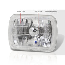 Load image into Gallery viewer, Universal 7x6&quot; Rectangular Diamond Cut Halo Headlights Chrome Housing Clear Len
