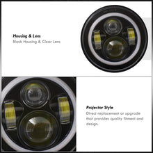 Load image into Gallery viewer, 7&quot; Universal LED Halo Projector Headlights Black Housing Clear Len
