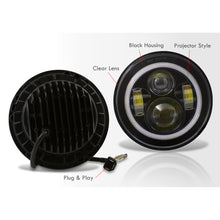 Load image into Gallery viewer, 7&quot; Universal LED Halo Projector Headlights Black Housing Clear Len

