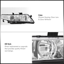 Load image into Gallery viewer, Acura TSX 2004-2008 Factory Style Headlights Chrome Housing Clear Len Clear Reflector
