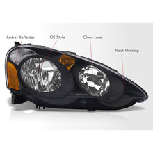 Load image into Gallery viewer, Acura RSX 2002-2004 Factory Style Headlights Black Housing Clear Len Amber Reflector
