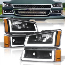 Load image into Gallery viewer, Chevrolet Silverado 2003-2006 LED DRL Bar Factory Style Headlights + Bumpers Black Housing Clear Len Amber Reflector
