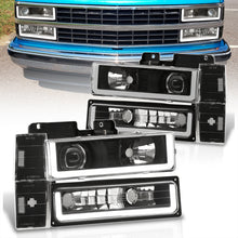 Load image into Gallery viewer, Chevrolet C/K 1500 2500 3500 1988-1993 LED DRL Bar Projector Headlights + Bumpers + Corners Black Housing Clear Len Clear Reflector
