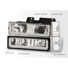 Load image into Gallery viewer, Chevrolet C/K 1500 2500 3500 1988-1993 LED DRL Bar Projector Headlights + Bumpers + Corners Chrome Housing Clear Len Clear Reflector
