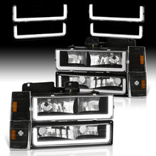 Load image into Gallery viewer, Chevrolet C/K 1500 2500 3500 1988-1993 LED DRL Bar Factory Style Headlights + Bumpers + Corners Black Housing Clear Len Amber Reflector
