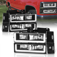 Load image into Gallery viewer, Chevrolet C/K 1500 2500 3500 1988-1993 LED DRL Bar Factory Style Headlights + Bumpers + Corners Black Housing Clear Len Clear Reflector
