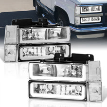 Load image into Gallery viewer, Chevrolet C/K 1500 2500 3500 1988-1993 LED DRL Bar Factory Style Headlights + Bumpers + Corners Chrome Housing Clear Len Clear Reflector
