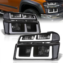 Load image into Gallery viewer, Chevrolet Colorado 2004-2012 LED DRL Bar Factory Style Headlights + Bumpers Black Housing Clear Len Clear Reflector
