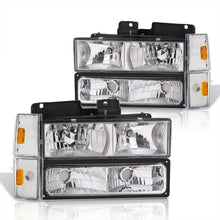 Load image into Gallery viewer, Chevrolet C/K 1500 2500 3500 1988-1993 Factory Style Headlights + Bumpers + Corners Lights Chrome Housing Clear Len Amber Reflector
