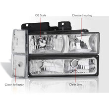 Load image into Gallery viewer, Chevrolet C/K 1500 2500 3500 1988-1993 Factory Style Headlights + Bumpers + Corners Lights Chrome Housing Clear Len Clear Reflector
