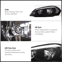 Load image into Gallery viewer, Chevrolet Impala 2006-2013 LED DRL Bar Factory Style Headlights Black Housing Clear Len Clear Reflector
