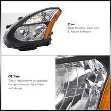 Load image into Gallery viewer, Nissan Rogue 2008-2013 Factory Style Headlights Black Housing Clear Len Amber Reflector (Halogen Models Only)
