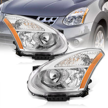 Load image into Gallery viewer, Nissan Rogue 2008-2013 Factory Style Headlights Chrome Housing Clear Len Amber Reflector (Halogen Models Only)
