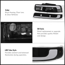 Load image into Gallery viewer, Chevrolet Silverado 1999-2002 / Suburban Tahoe 2000-2006 LED DRL Bar Factory Style Headlights + Bumpers Black Housing Clear Len Clear Reflector
