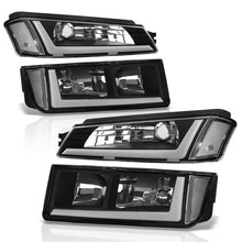 Load image into Gallery viewer, Chevrolet Avalanche (Plastic Body Cladding Models Only) 2002-2006 LED DRL Bar Factory Style Headlights + Bumpers Black Housing Clear Len Clear Reflector
