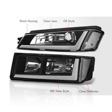 Load image into Gallery viewer, Chevrolet Avalanche (Plastic Body Cladding Models Only) 2002-2006 LED DRL Bar Factory Style Headlights + Bumpers Black Housing Clear Len Clear Reflector
